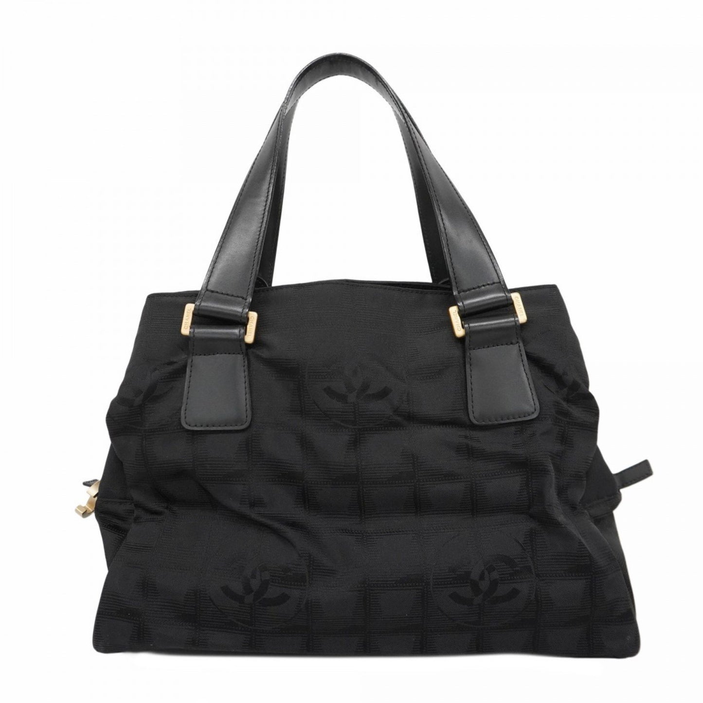 Chanel New Travel Nylon Handbag In Black Champagne