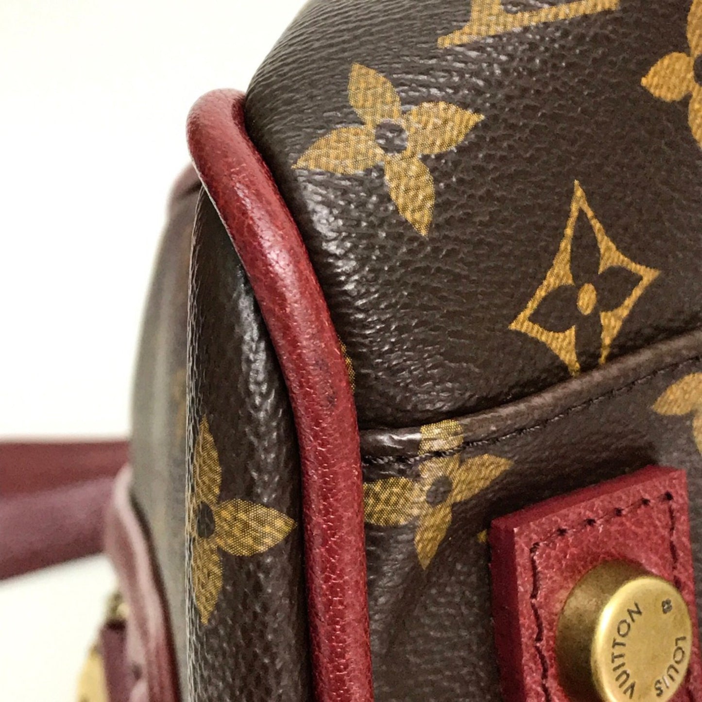 Louis Vuitton M40802 Monogram Mini Duffle Bag Hand Bag Bordeaux Dark Brown Bordeaux