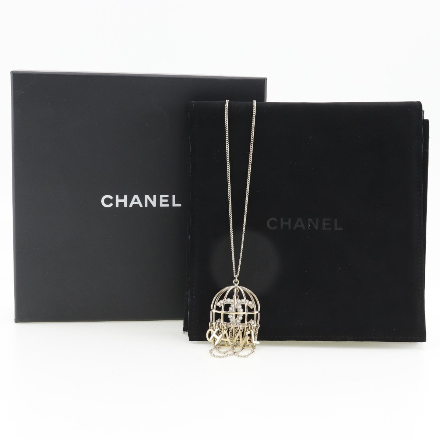 Chanel Chanel Birdcage Necklace Mtiers D'Art Collection Gold Plated X Rhinestone 2020 Champagne