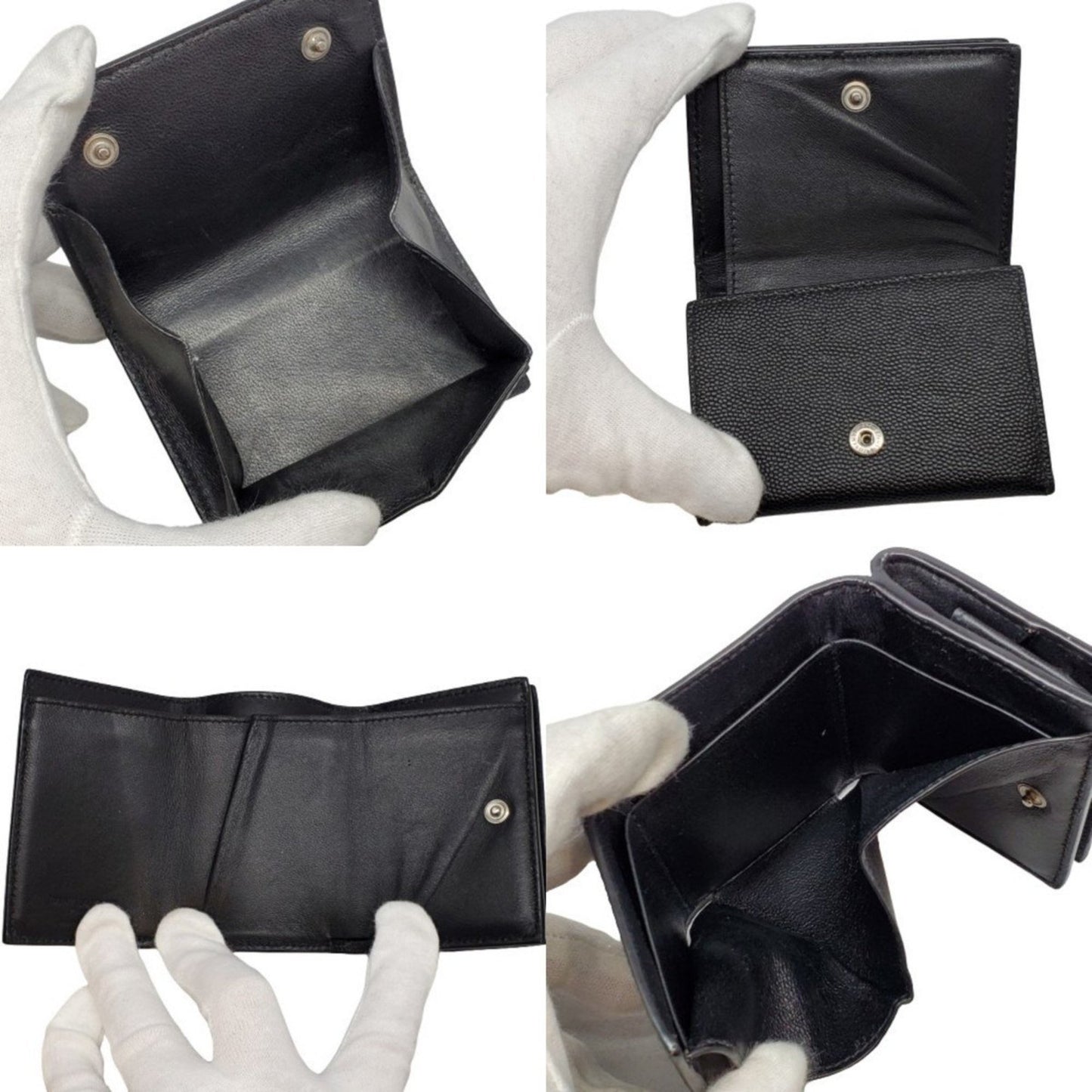 Yves Saint Laurent Saint Laurent Paris Caviar Leather Tri-Fold Wallet For Men And Women