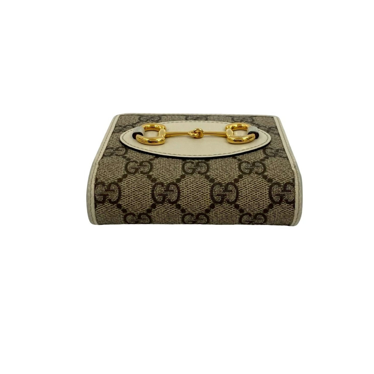 Gucci Gg Supreme Patterned Horsebit Leather Bifold Wallet/Mini Wallet Case In Brown