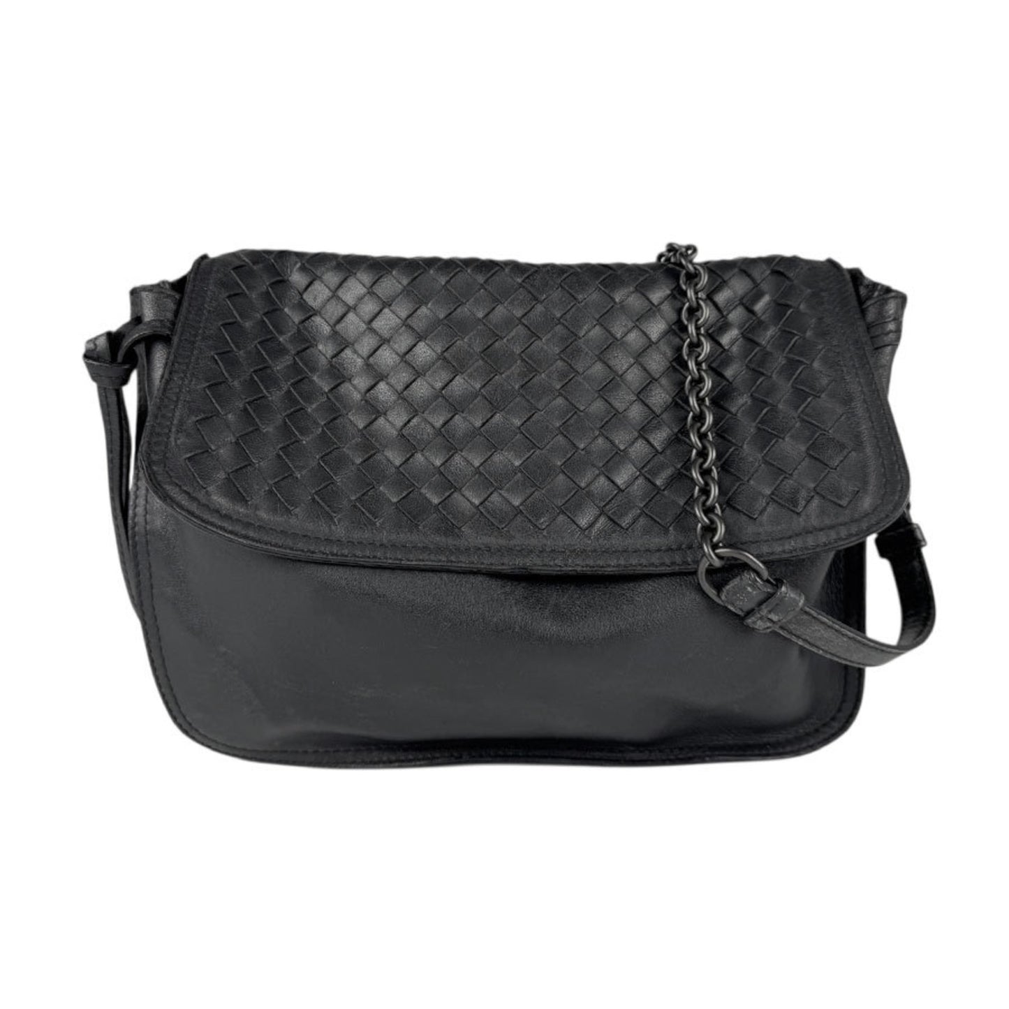 Bottega Veneta Shoulder Bag Intrecciato Leather Black