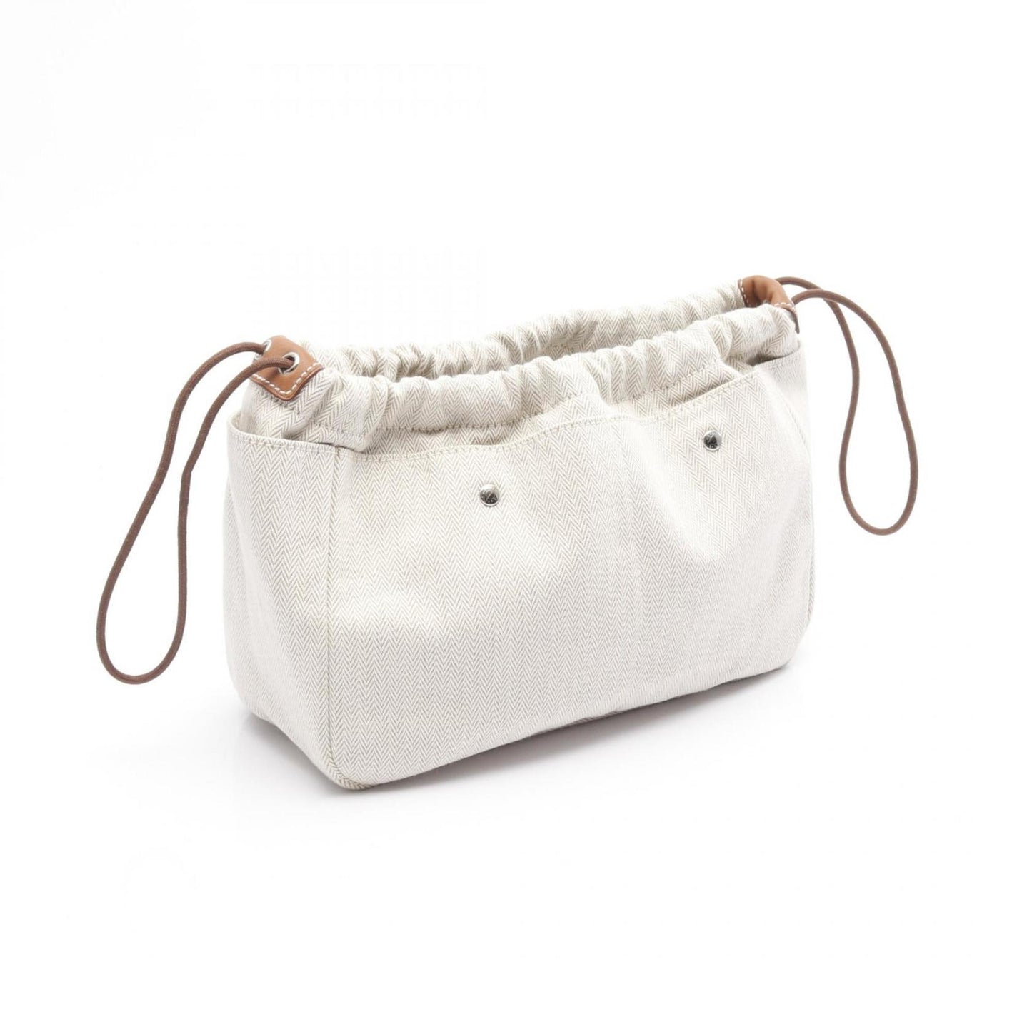 Hermes Herms Fourbee 25 Natural Fauve Pouch Bag In Toile Chevron