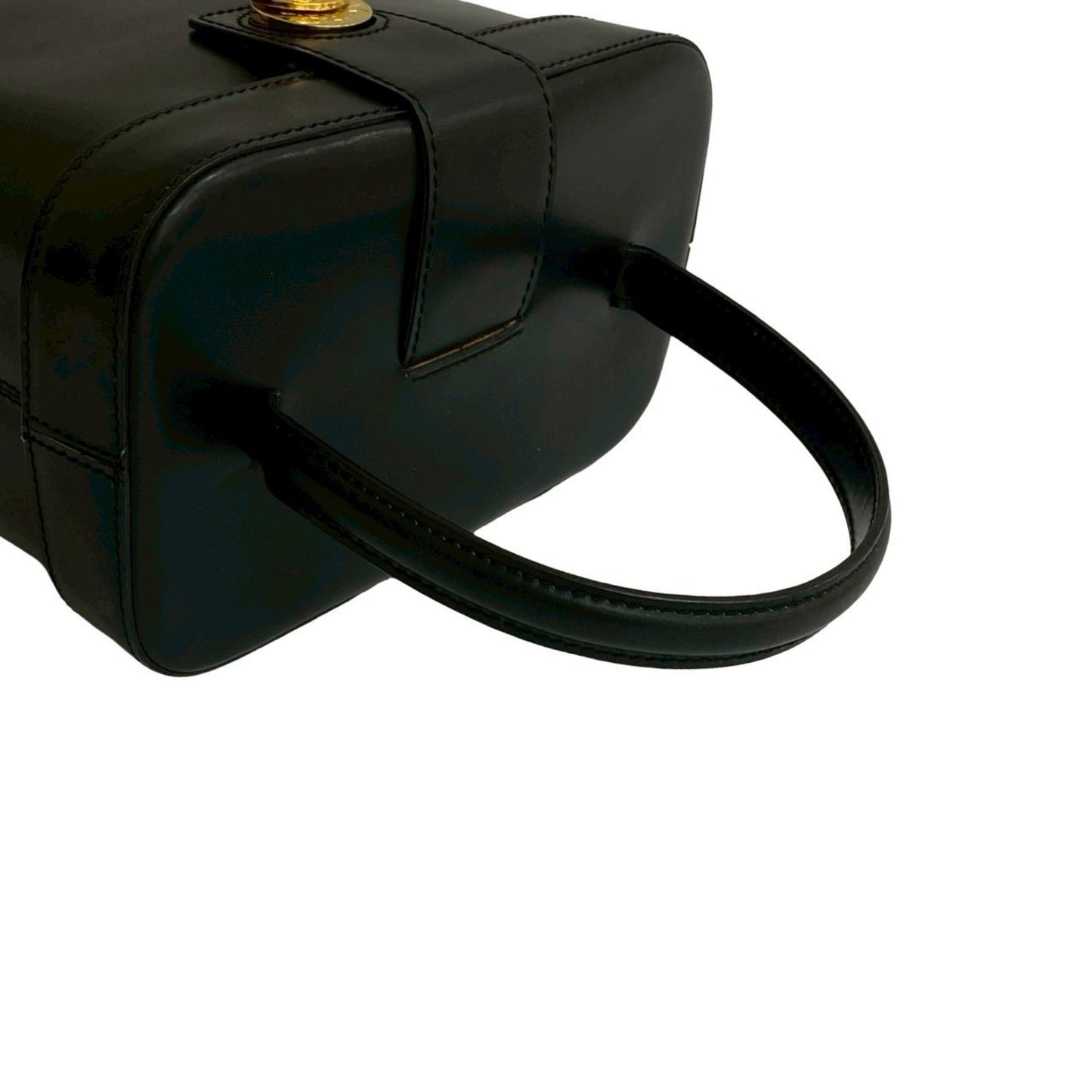 Celine Star Ball Logo Hardware Calfskin Leather Handbag Vanity Bag Black 44304