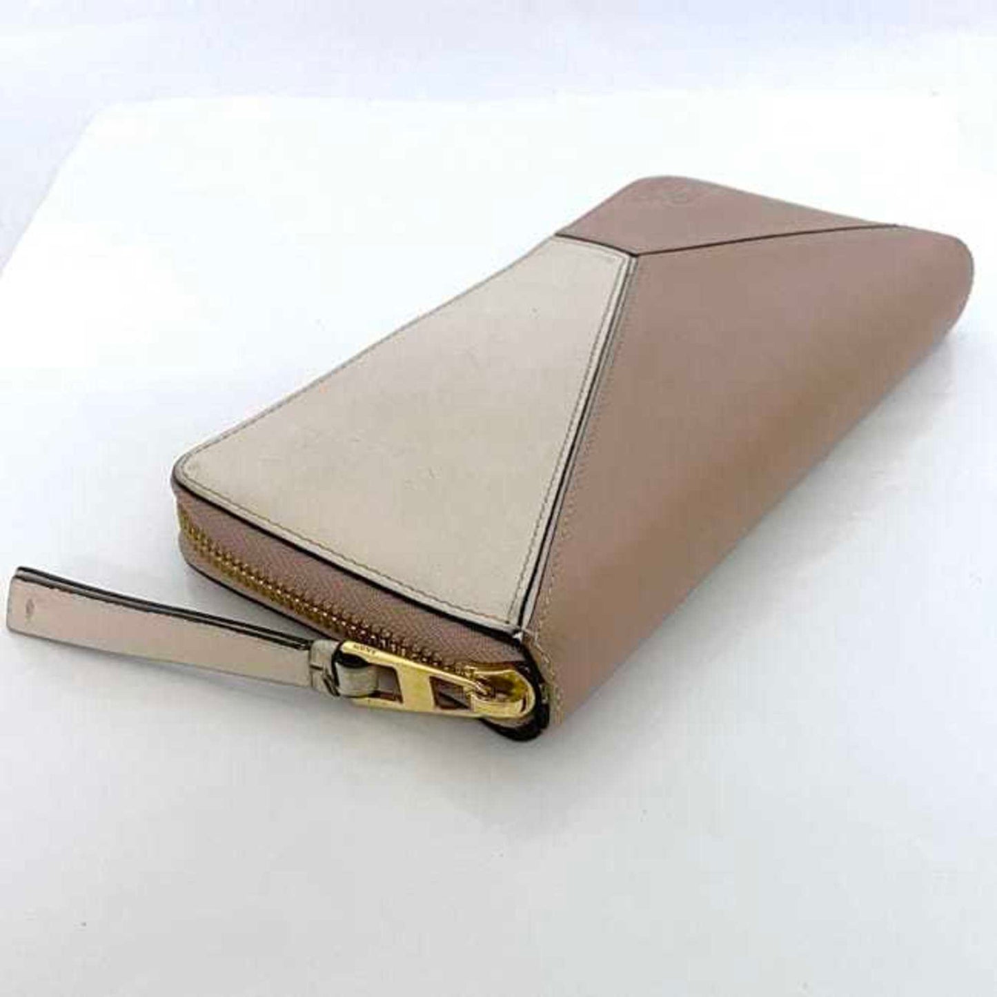 Loewe Round Long Wallet Ec-22656 Pink Beige White Puzzle 122N30Df13 Leather 261709