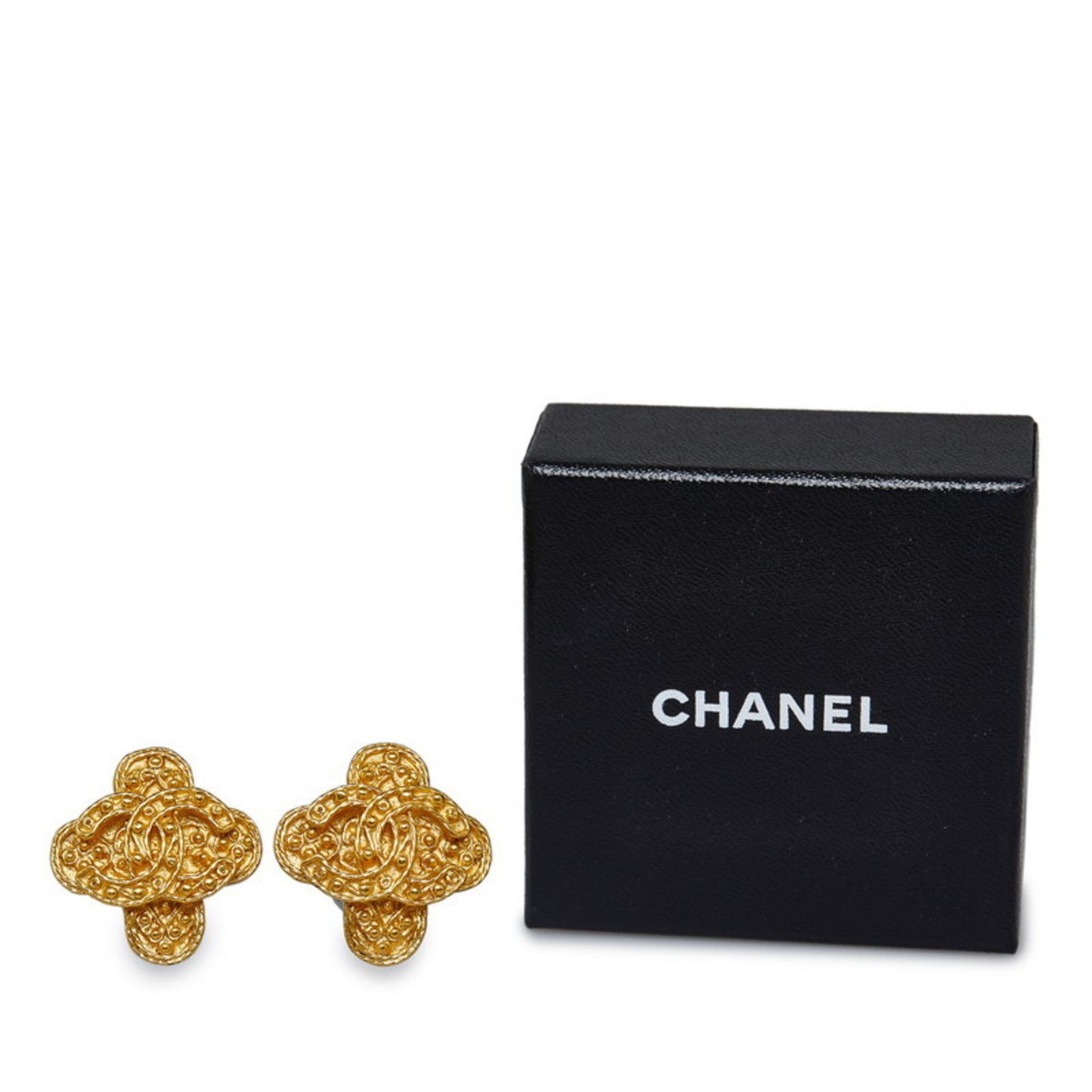 Chanel Coco Mark Cross Earrings Gold Plated