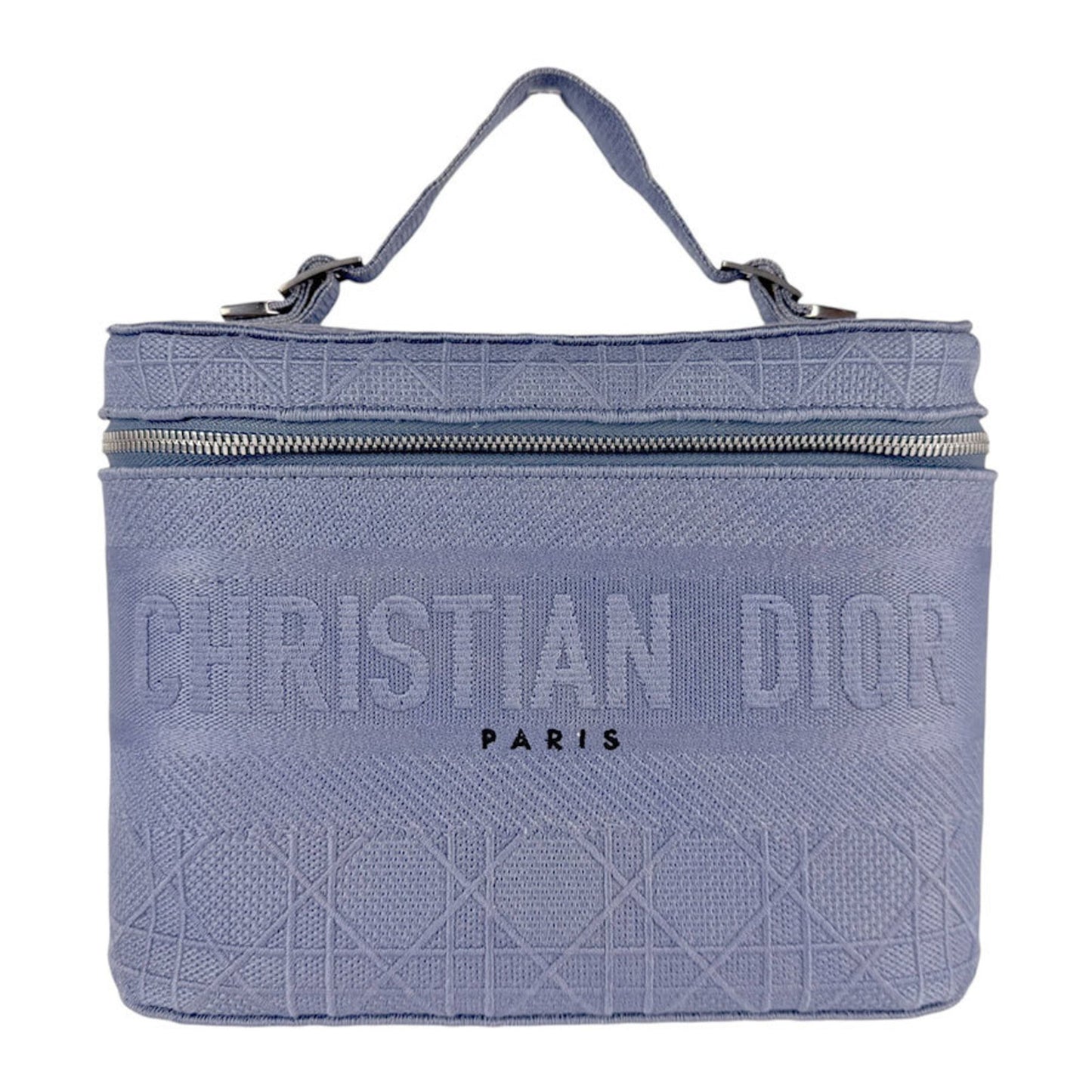 Christian Dior Handbag Vanity Bag Canvas Blue Silver