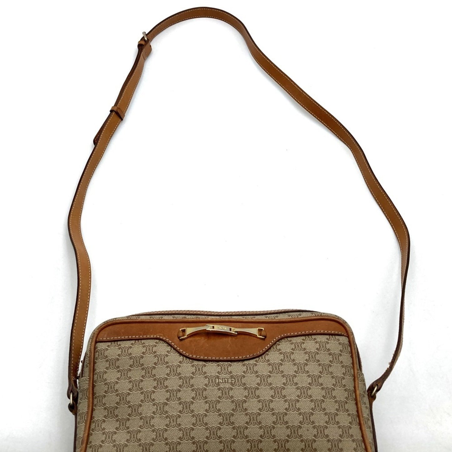 Celine Shoulder Bag Beige Leather