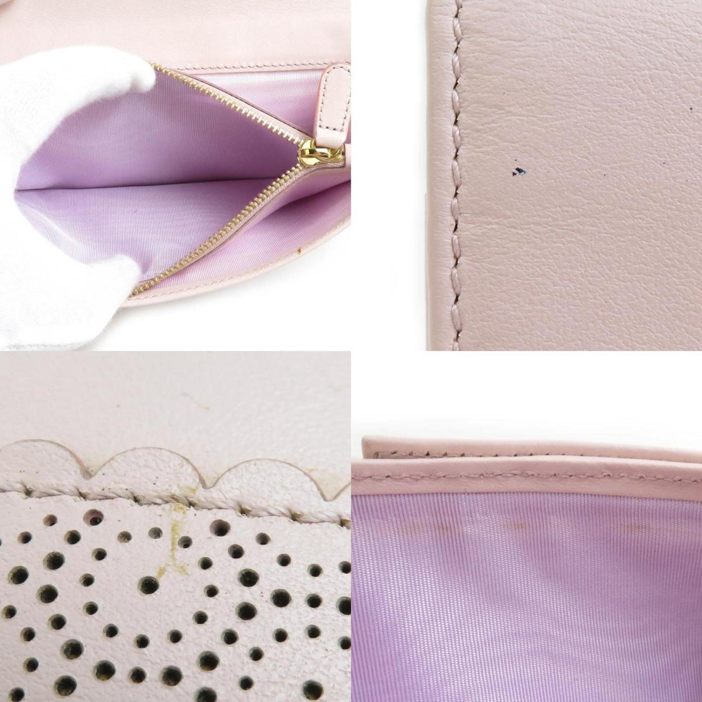 Salvatore Ferragamo Bi-Fold Long Wallet Vara Ribbon Leather Light Pink Gold