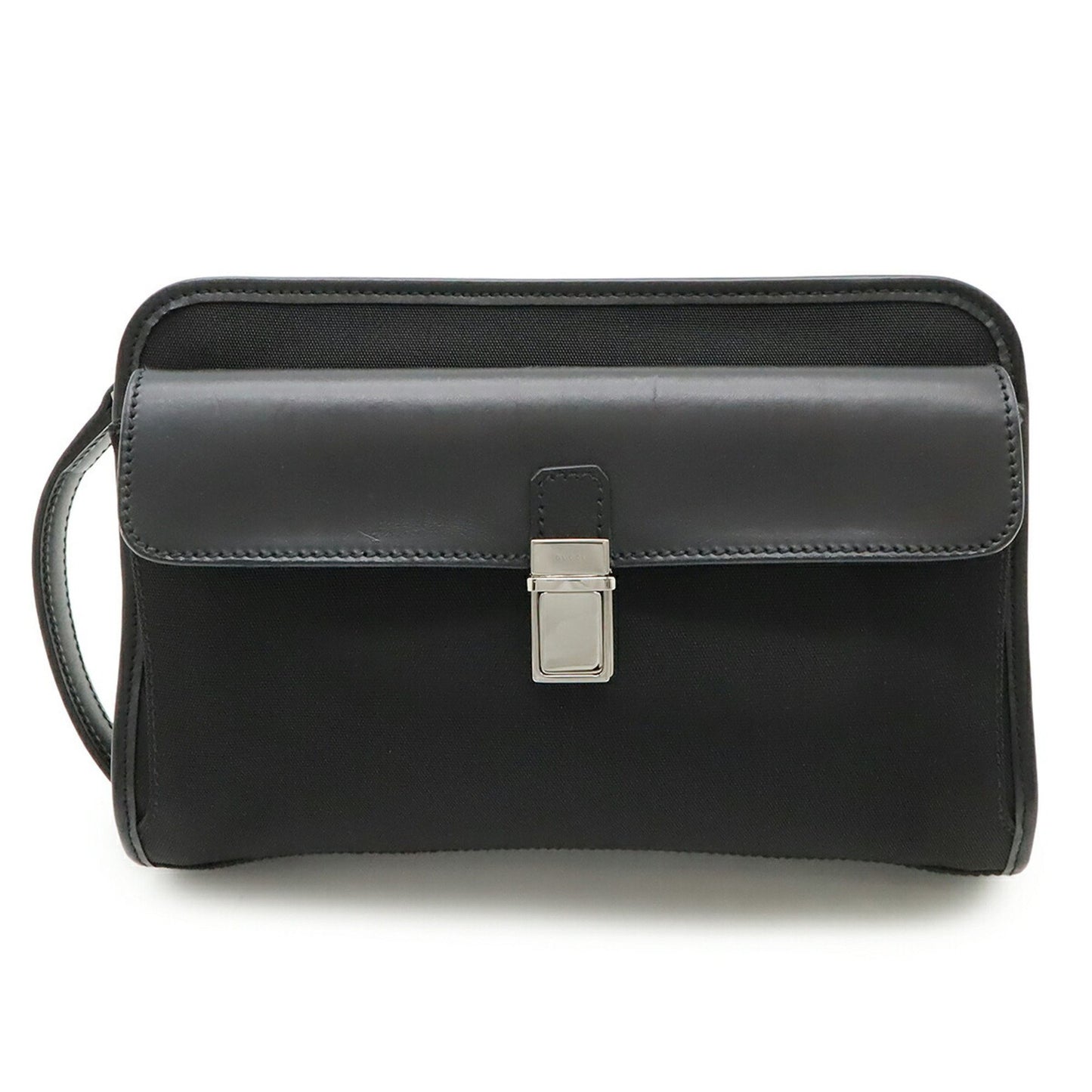Gucci Gucci Second Bag Clutch Handbag Nylon Canvas Leather Black 108844