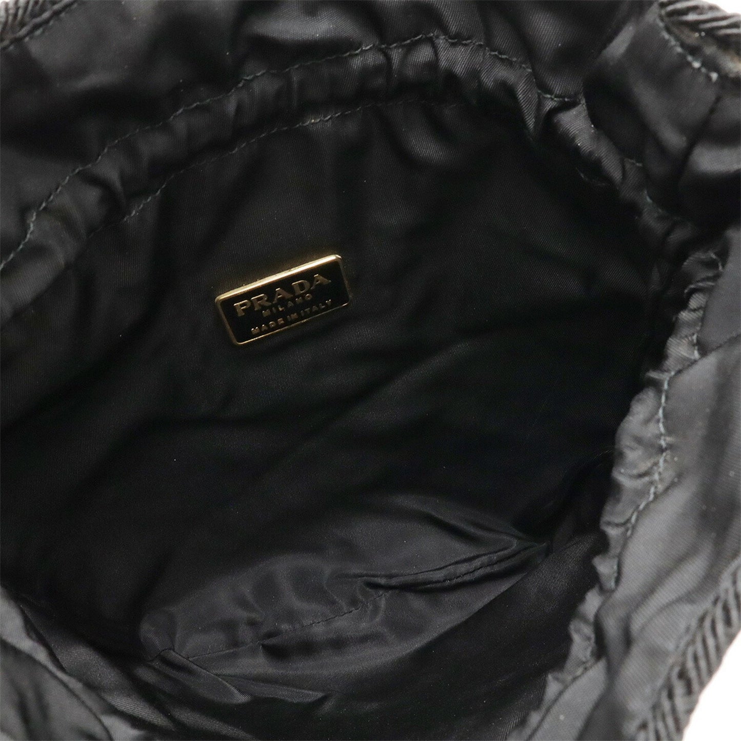 Prada Prada Beaded Shoulder Bag Nylon Nero Black