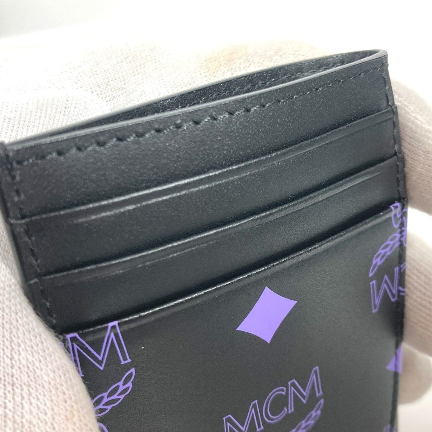 Mcm Logo Business Card Holder Pass Case Bicolor Holder/Card Leather