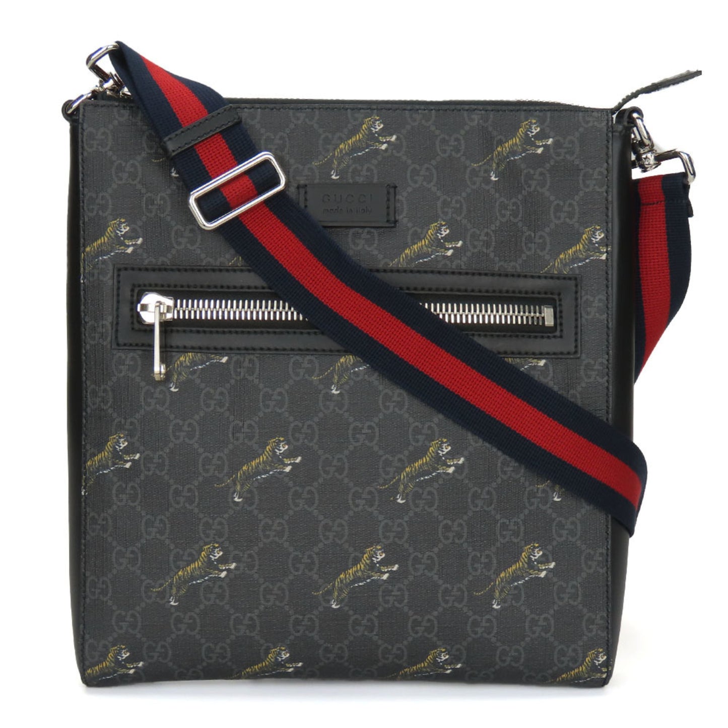 Gucci Shoulder Bag 474137 Gg Supreme Canvas Black Grey Tiger