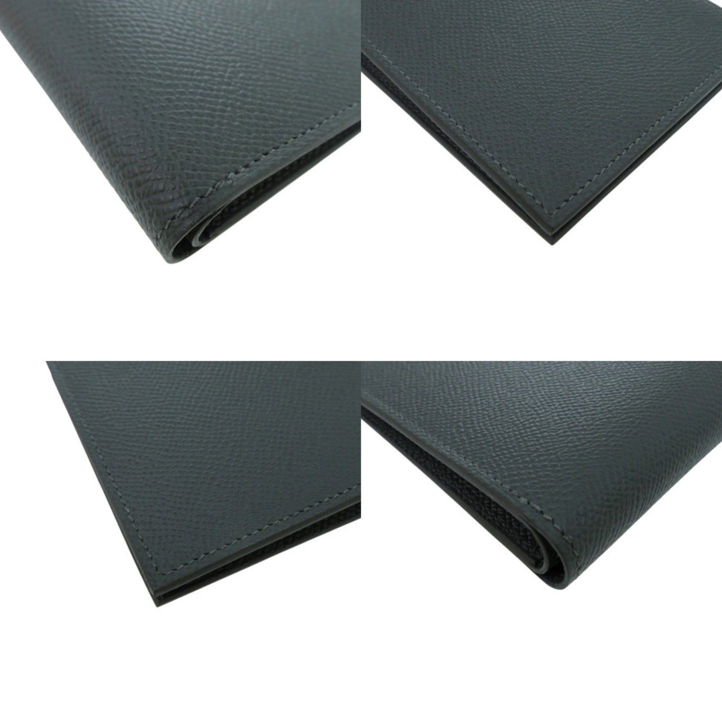 Unused Herms Mc2 Citizen Twill Compact Epsom Leather Vert Mangrove K Stamp (Made In 2025) Bi-Fold