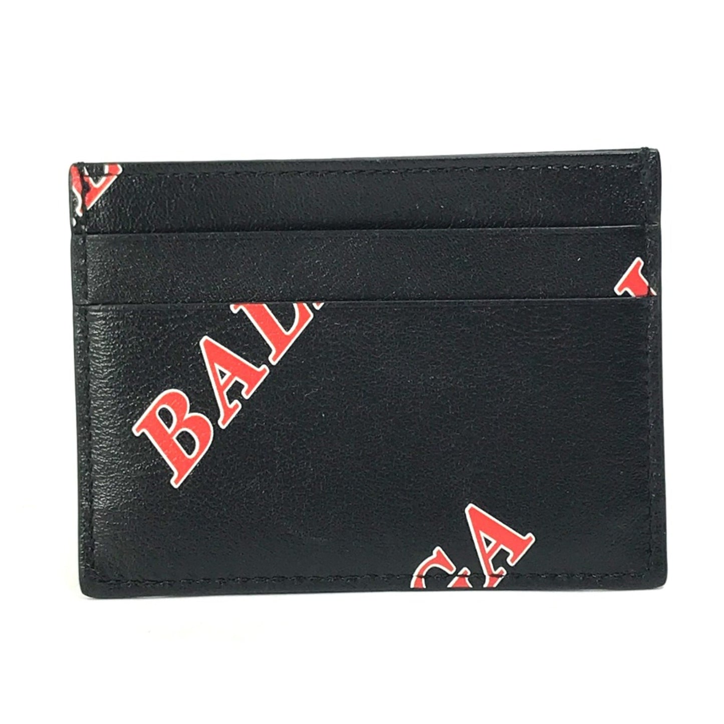 Balenciaga 594309 Logo Print Name Card Holder Card Case Black