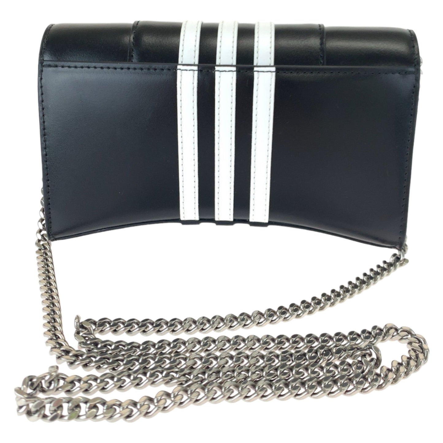 Balenciaga Balenciaga Adidas Collaboration Hourglass Wallet On Chain Black White Leather 2304Blsjj