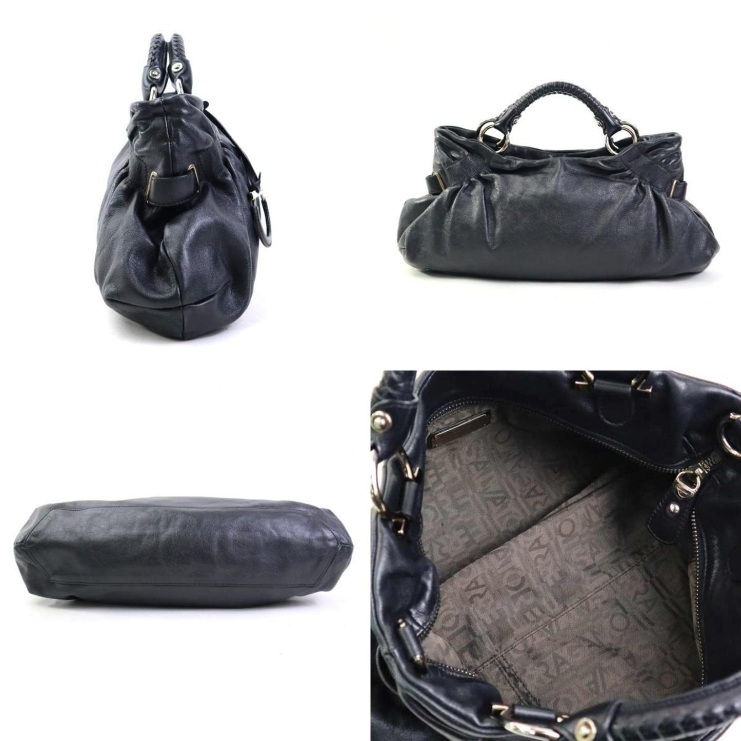 Salvatore Ferragamo Handbag Shoulder Bag Gancini Leather Black