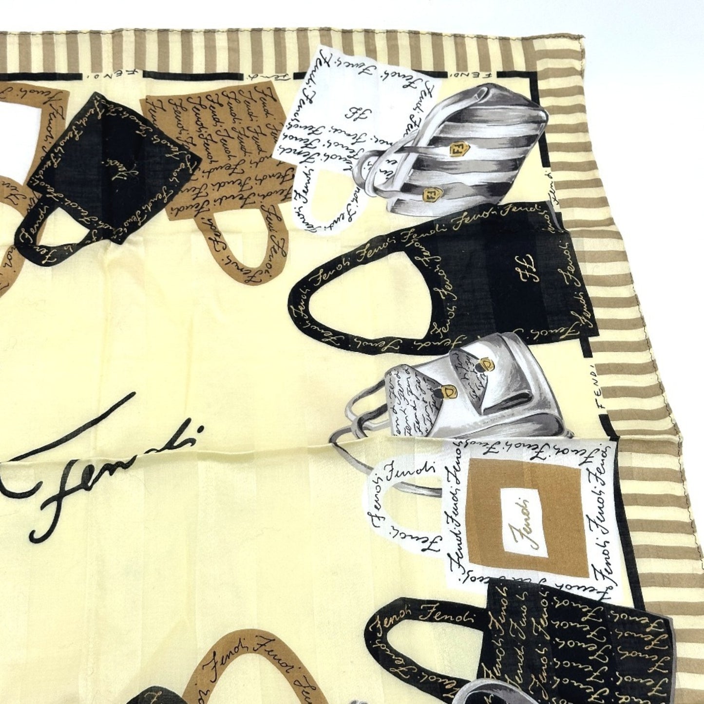 Fendi Logo Handkerchief Scarf Cotton