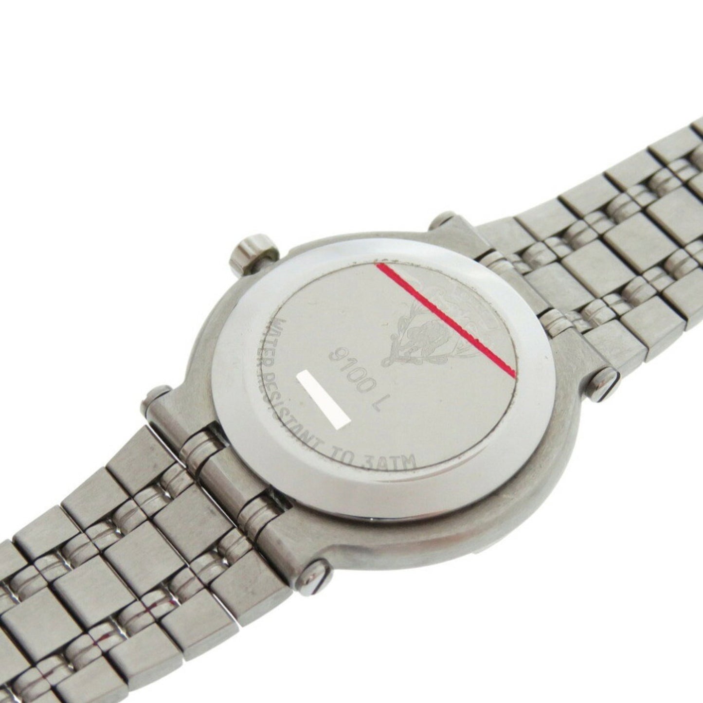 Like New Gucci 9100L Stainless Steel Black And Silver Quartz Watch With Dial