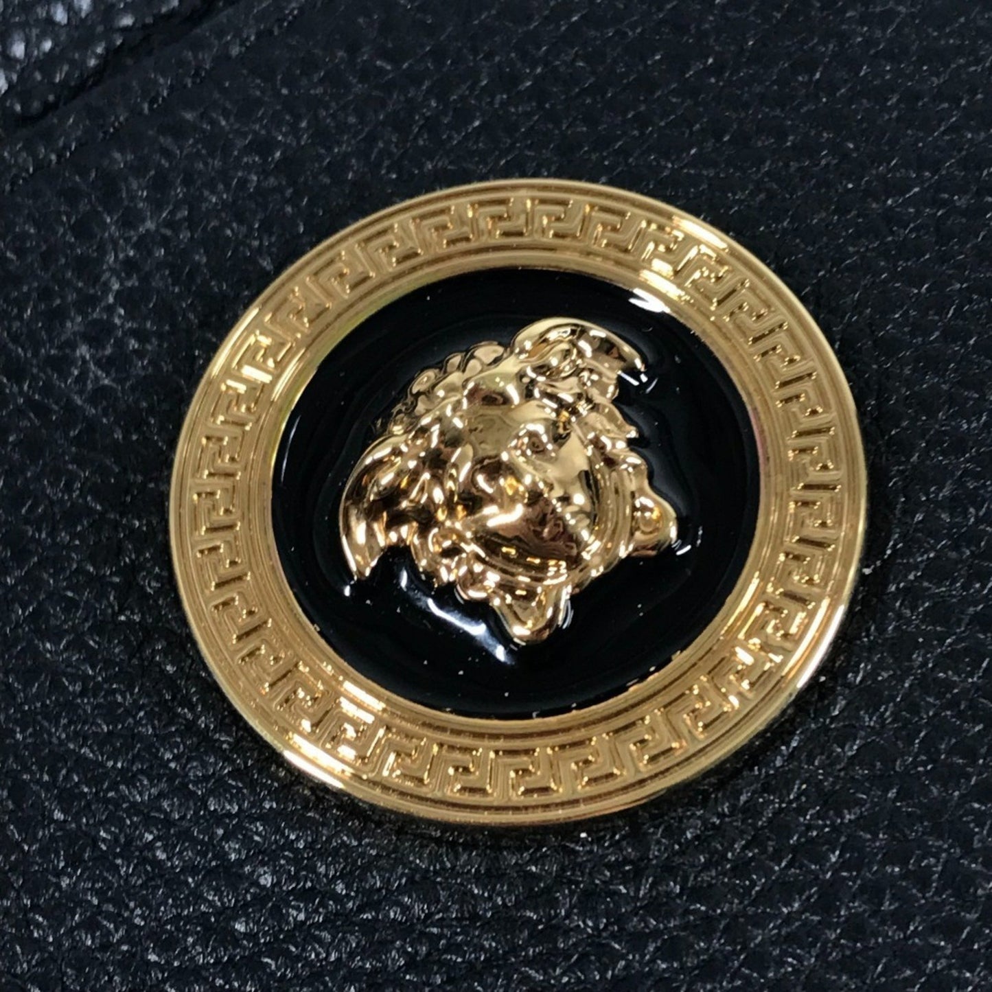 Versace Medusa Logo Pochette Shoulder Bag In Black Leather