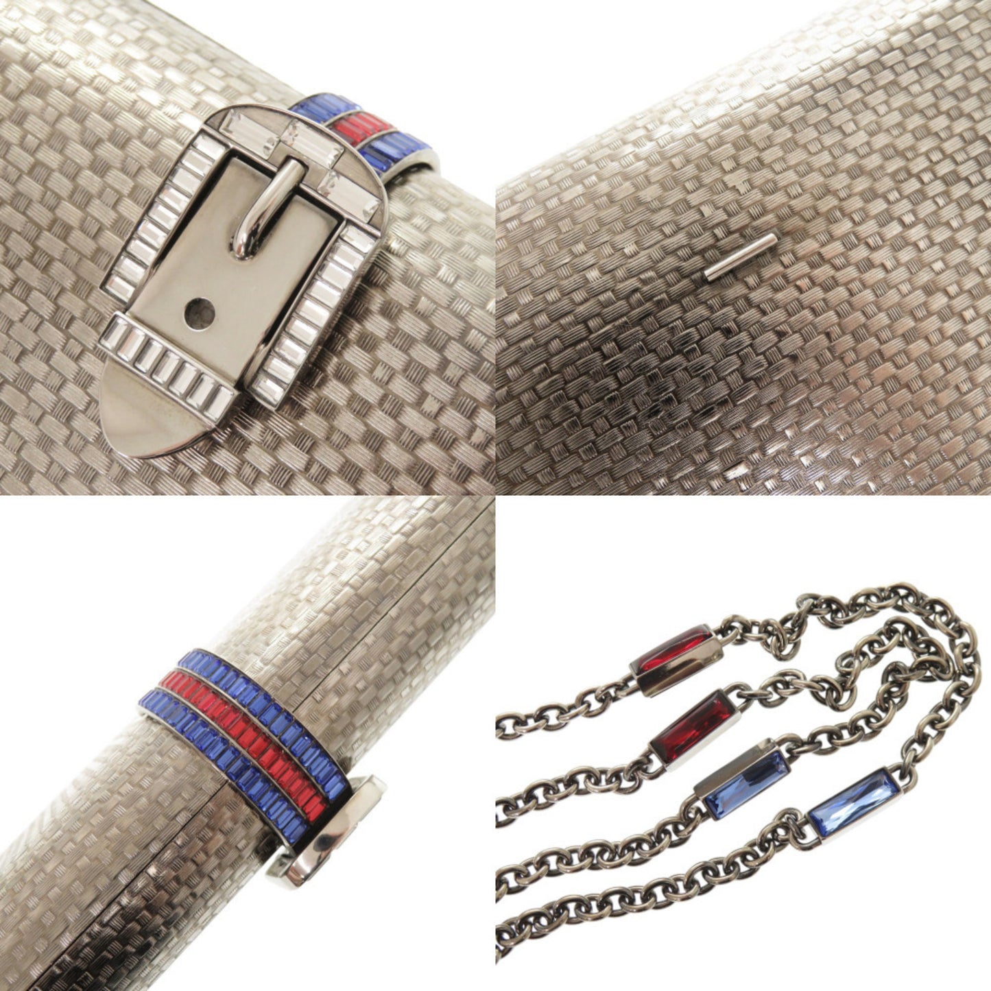 Gucci 725758 Metal Crystal Silver Chain Shoulder Bag 0347 Gucci