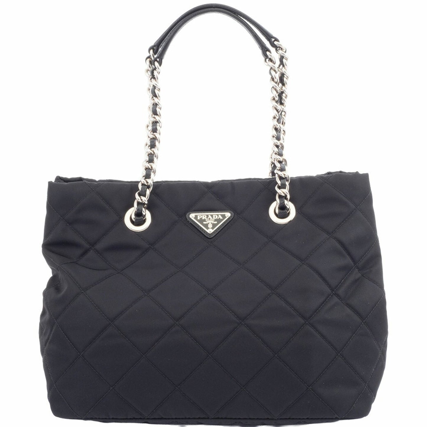 Prada Quilted Chain Tote Bag 1Bg740 Nylon | Leather Black