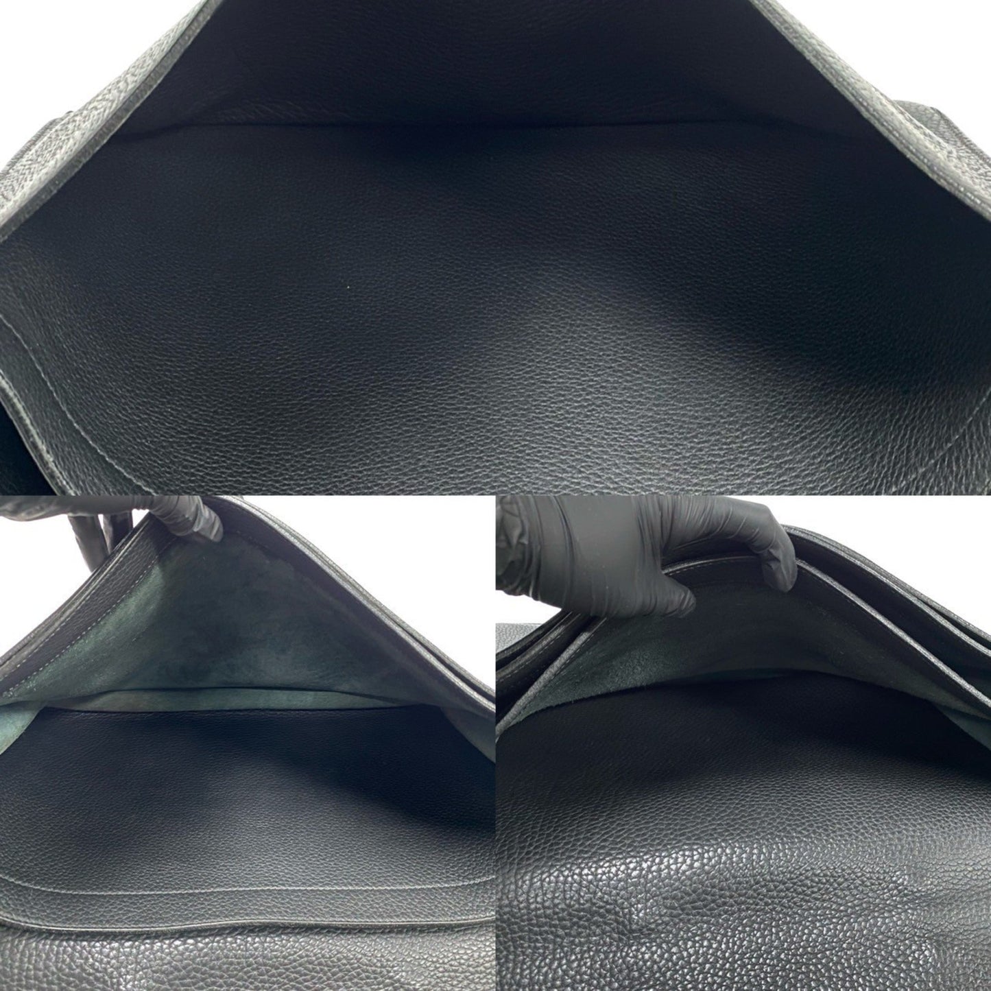 Hermes Sac A Depeche 41 Fjord Leather Business Briefcase In Black