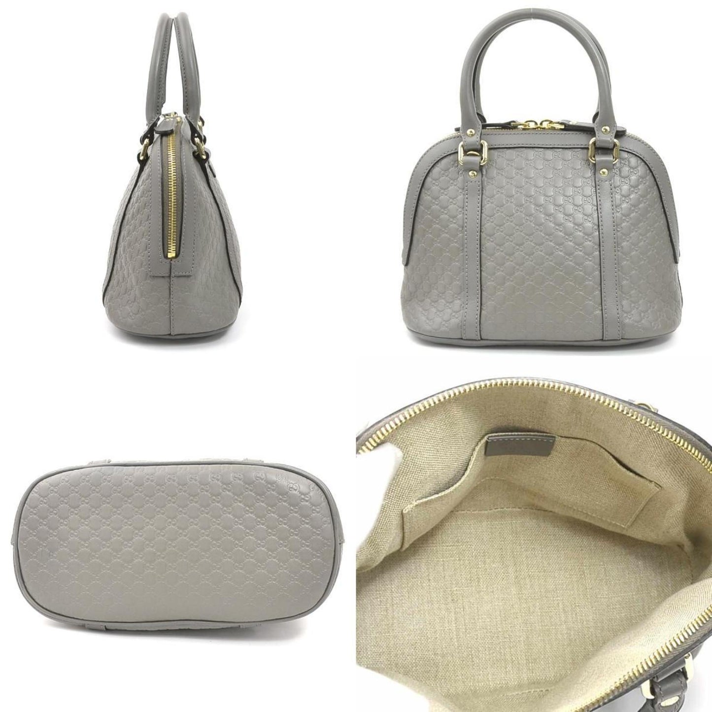 Gucci Micro Guccissima Leather Handbag Shoulder Bag In Gray And Gold