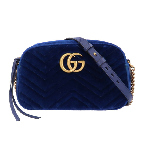 Gucci Marmont Shoulder Bag Velor 447632 Blue