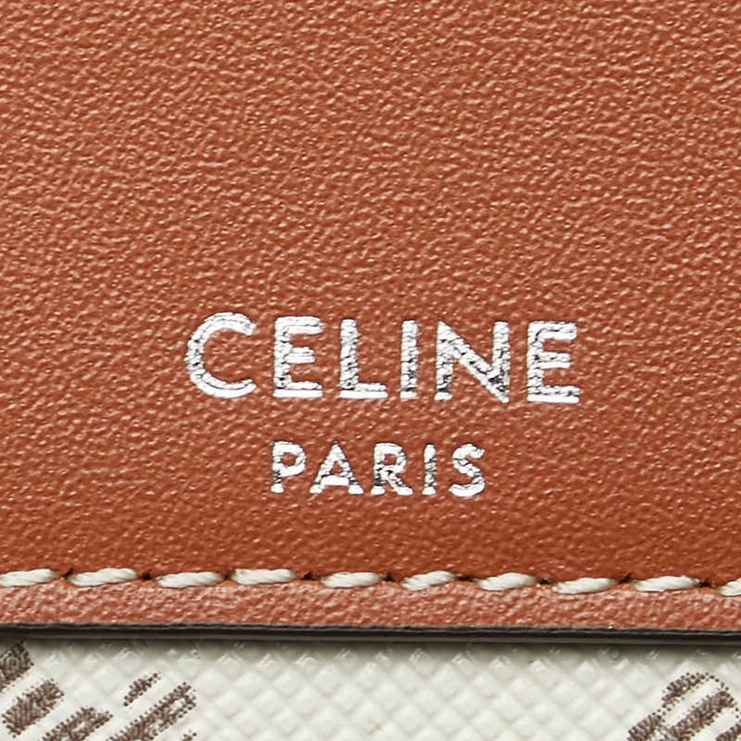 Celine Triomphe Horizontal Pouch Shoulder Bag White Brown Pvc Leather