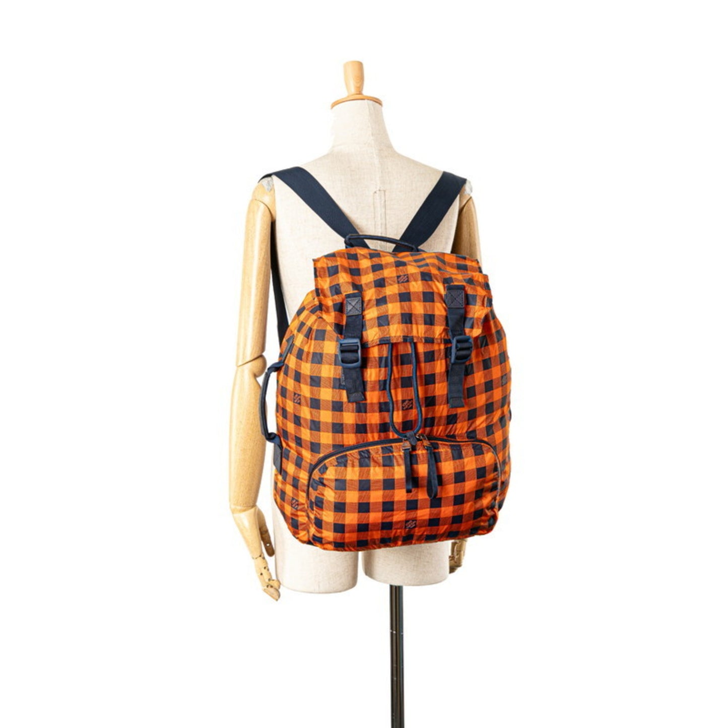 Louis Vuitton Damier Aventure Backpack N41188 Orange Navy Nylon Leather