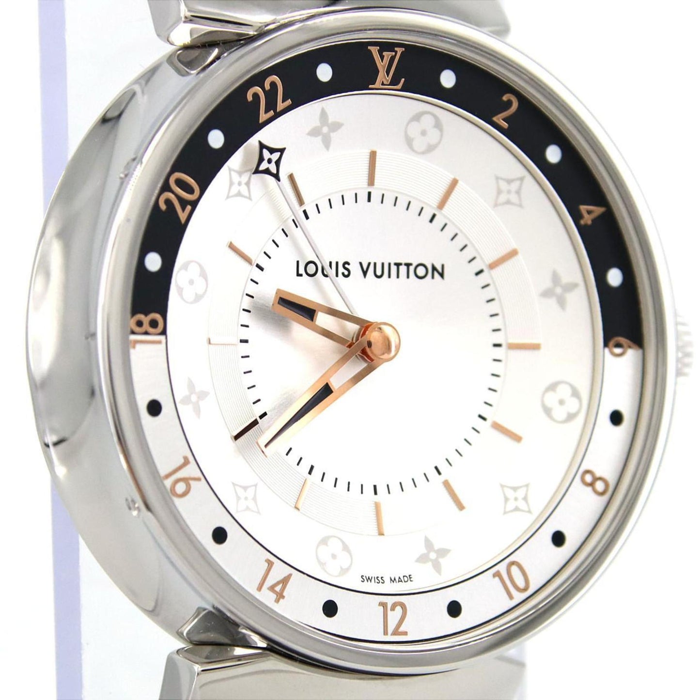 Louis Vuitton Tambour Moon Dual Time Qa105 Ss Wristwatch Quartz