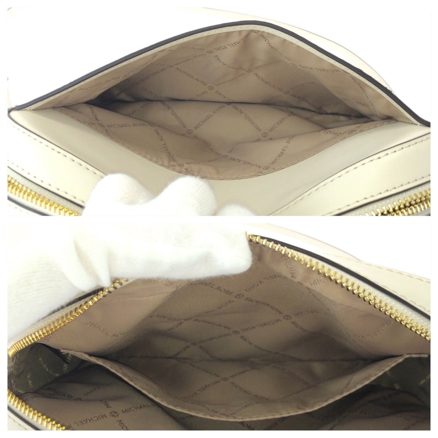 Michael Kors White Gold Hardware Pony Leather Shoulder Bag Pochette