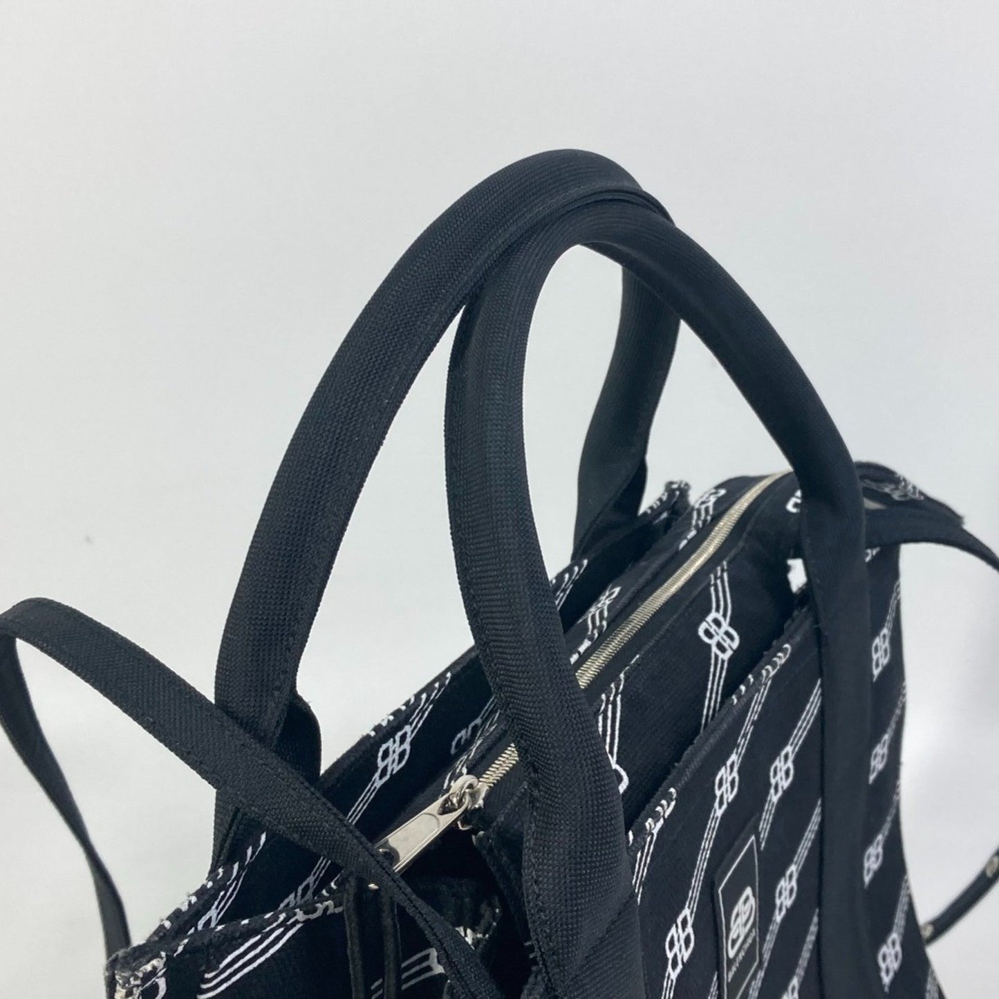 Balenciaga 620884 Bb Tote Bag Hand Bag Black White