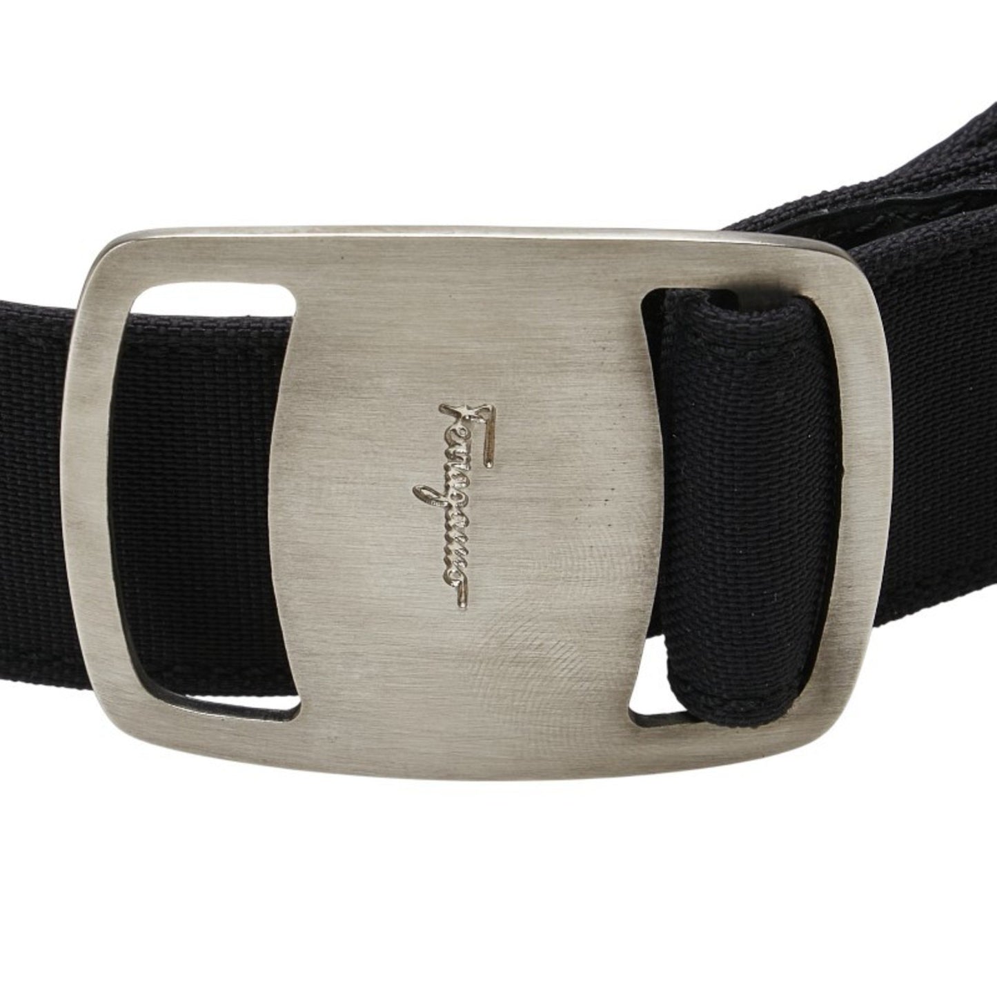 Salvatore Ferragamo Vara Buckle Belt Size: S Black Silver Leather Nylon