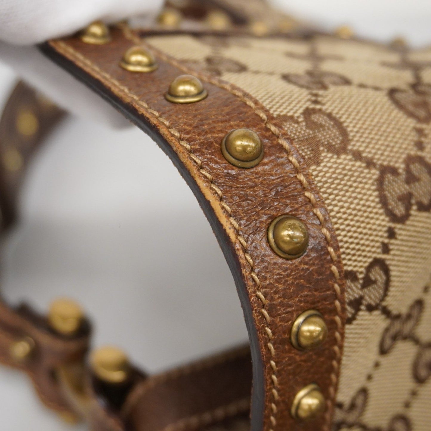 Gucci Gg Canvas Sherry Line Shoulder Bag 144010 Brown