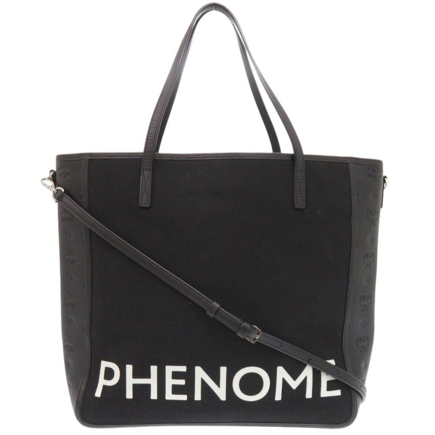 Mcm Phenomenon+Mcm Canvas/Leather Black Tote Bag 0382Mcm
