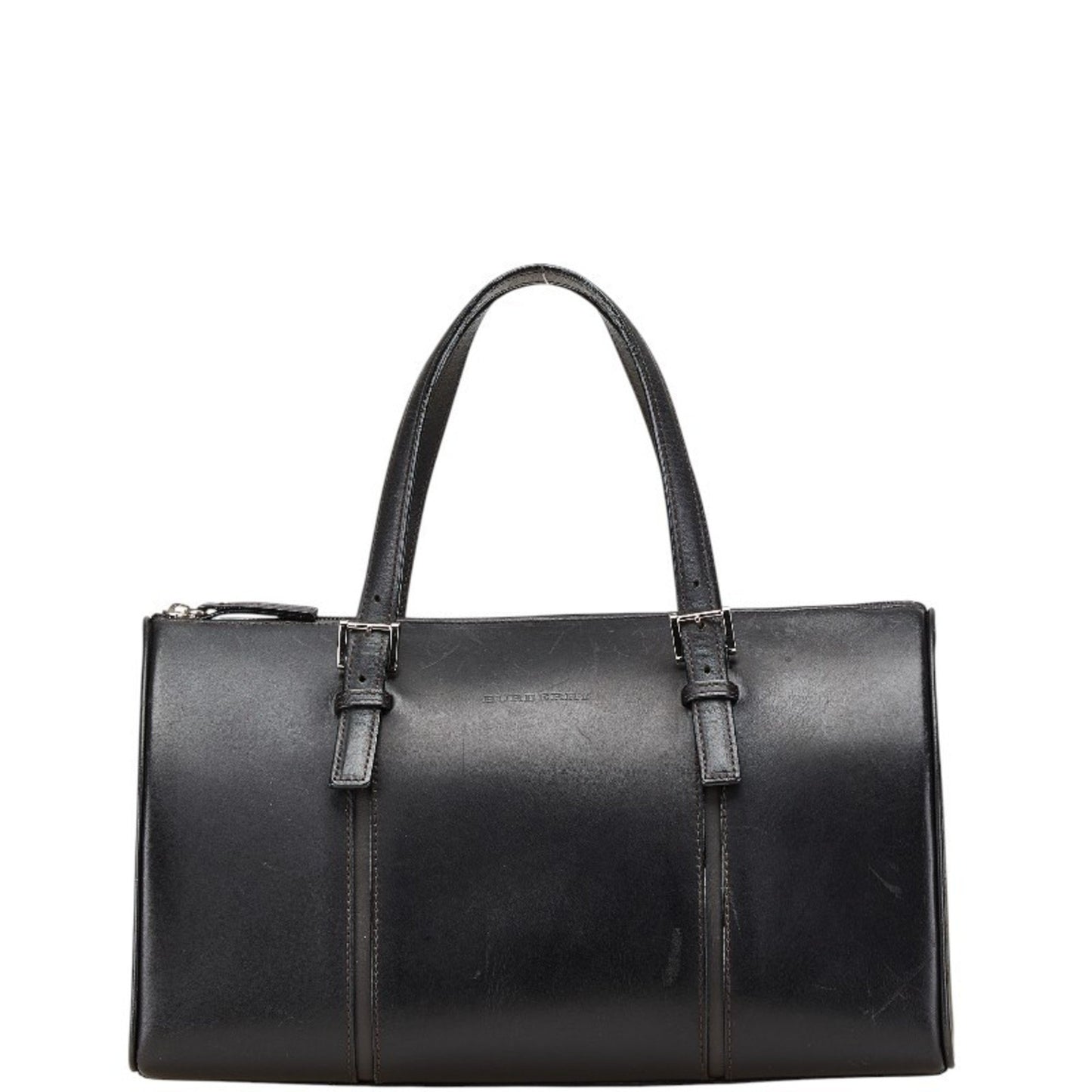 Burberry Nova Check Mini Boston Bag In Black Leather