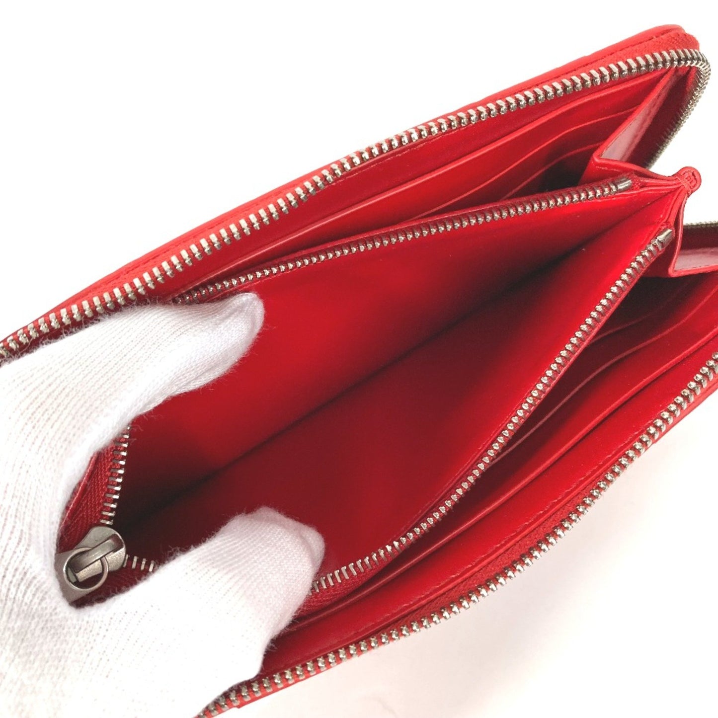 Bottega Veneta 593217 Long Wallet Zip Around Long Wallet Red
