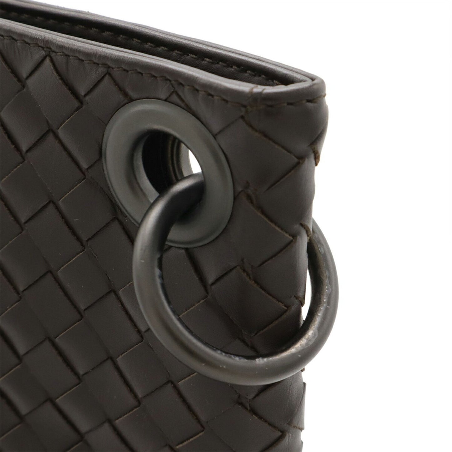 Bottega Veneta Intrecciato Shoulder Bag In Dark Brown
