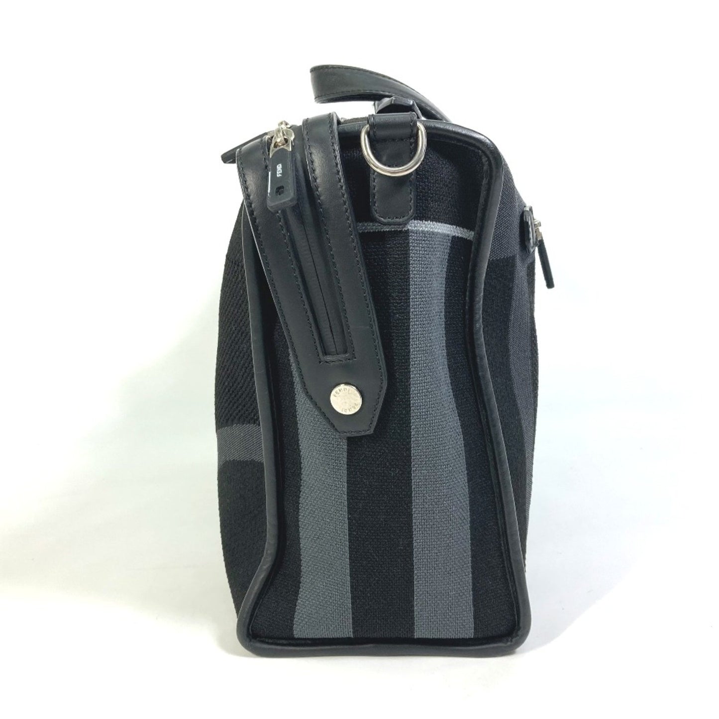 Fendi 7Va400 Logo Bag Hand Bag Business Bag Black /Gray