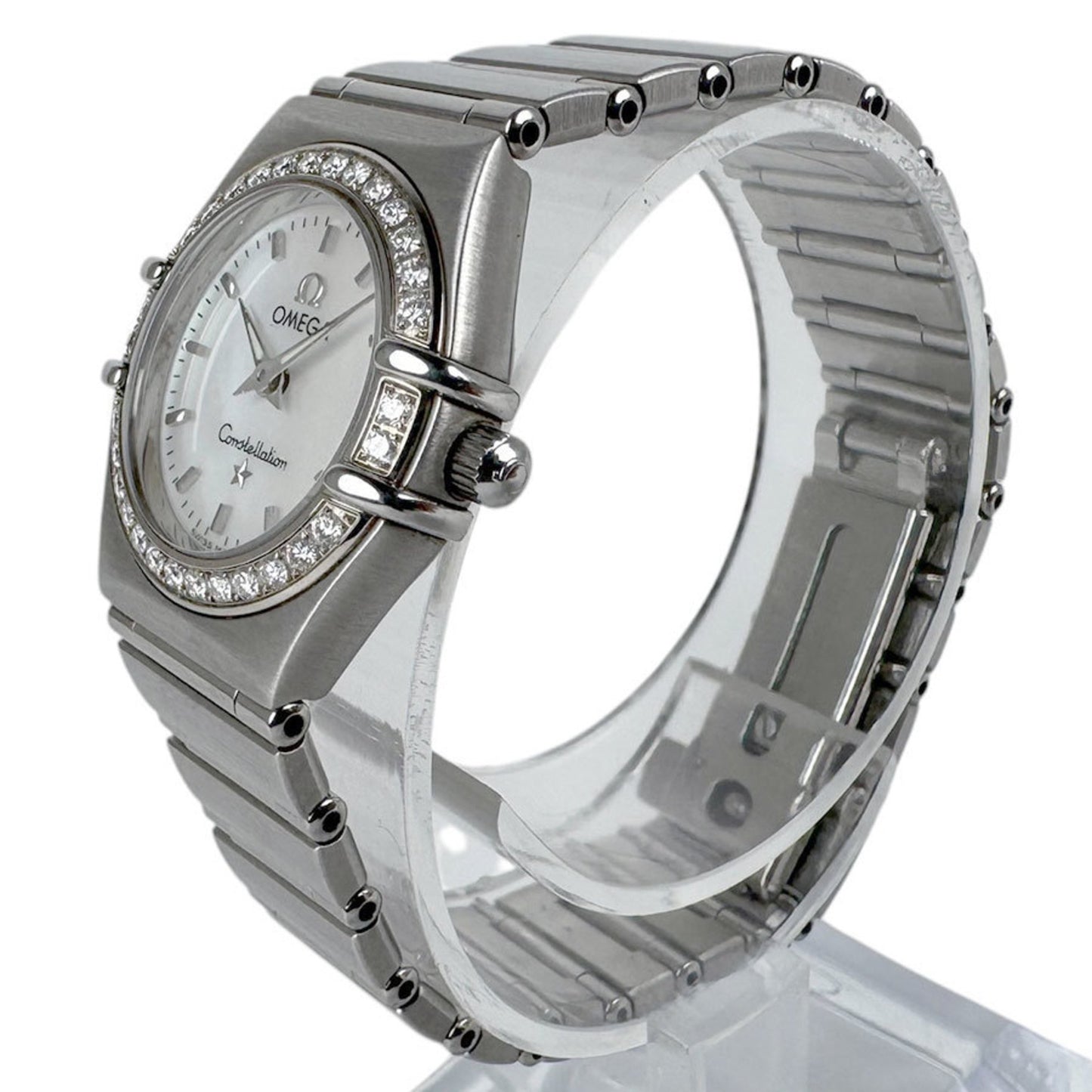 Omega Constellation Watch Stainless Steel Bezel Diamond Silver X White