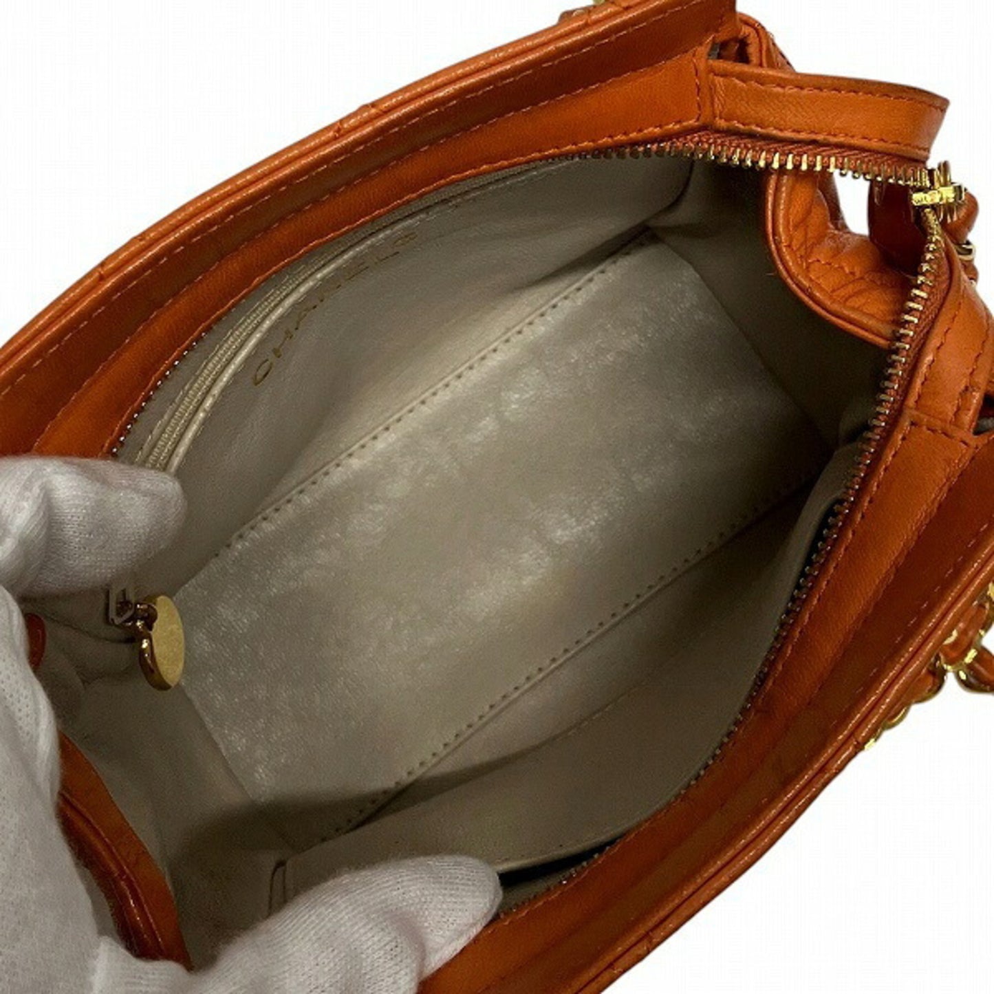 Chanel Matelasse Lambskin Chain Orange Shoulder Bag