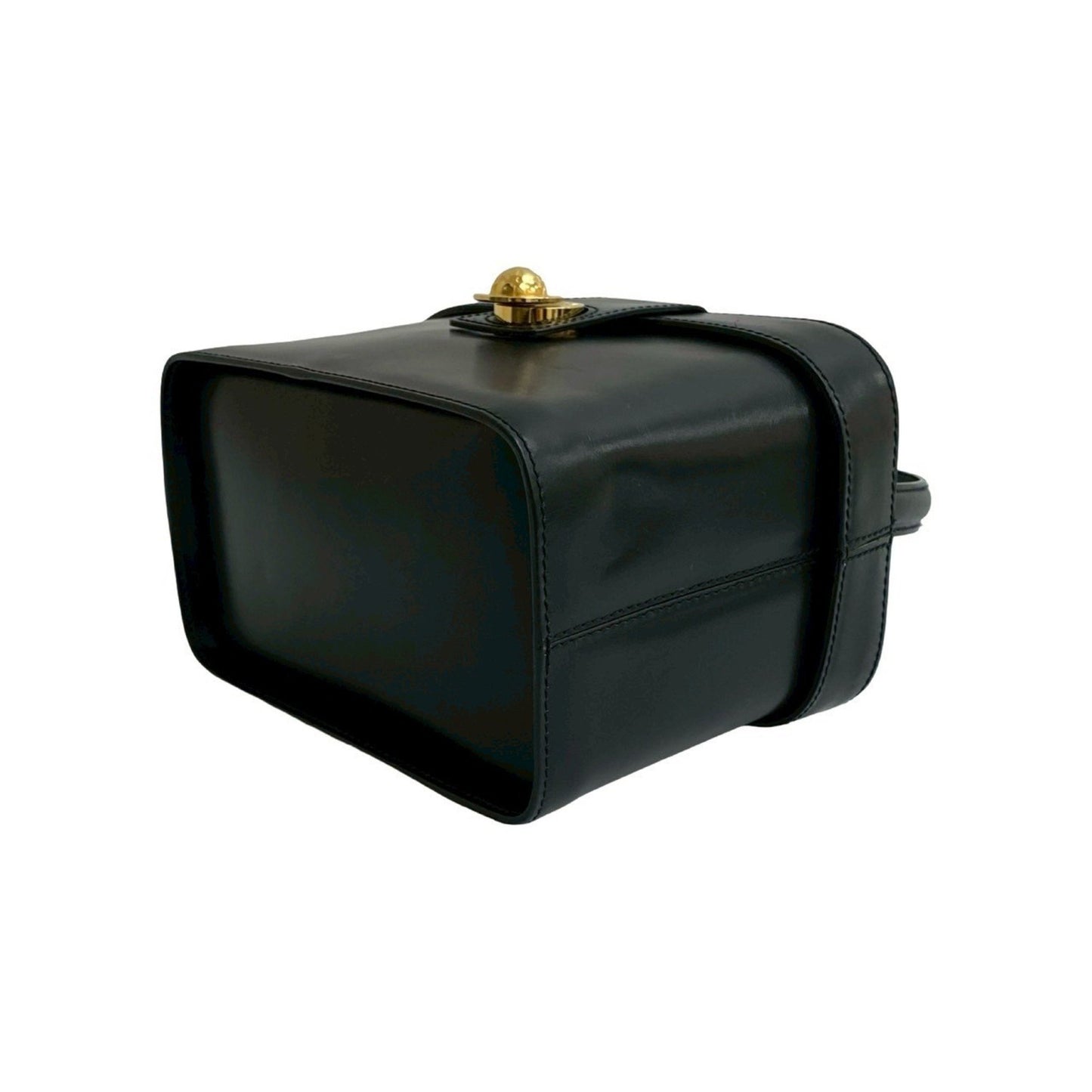 Celine Star Ball Logo Hardware Calfskin Leather Handbag Vanity Bag Black 44304