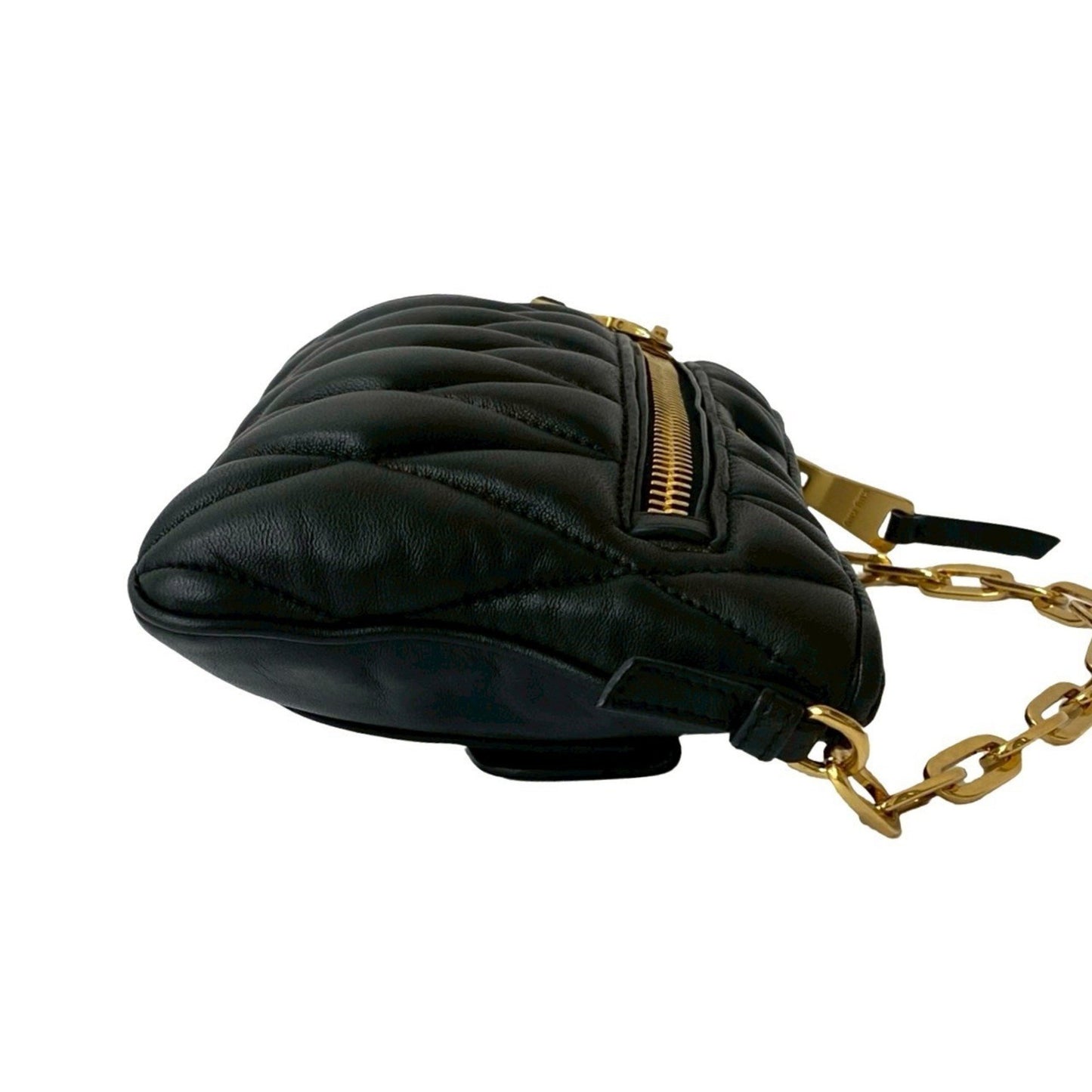 Miu Miu Miumiu Matelasse Quilted Leather Genuine 2-Way Chain Handbag/Shoulder Bag Black 42431