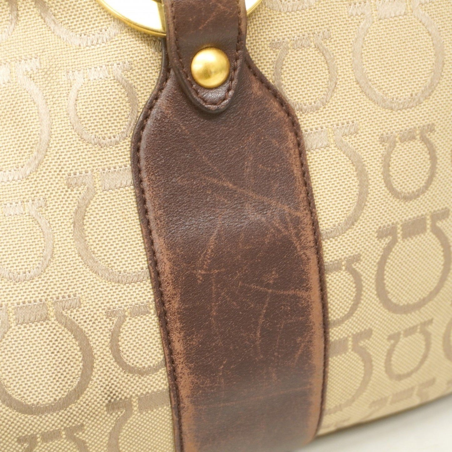 Salvatore Ferragamo Gancini Tote Bag In Beige And Brown