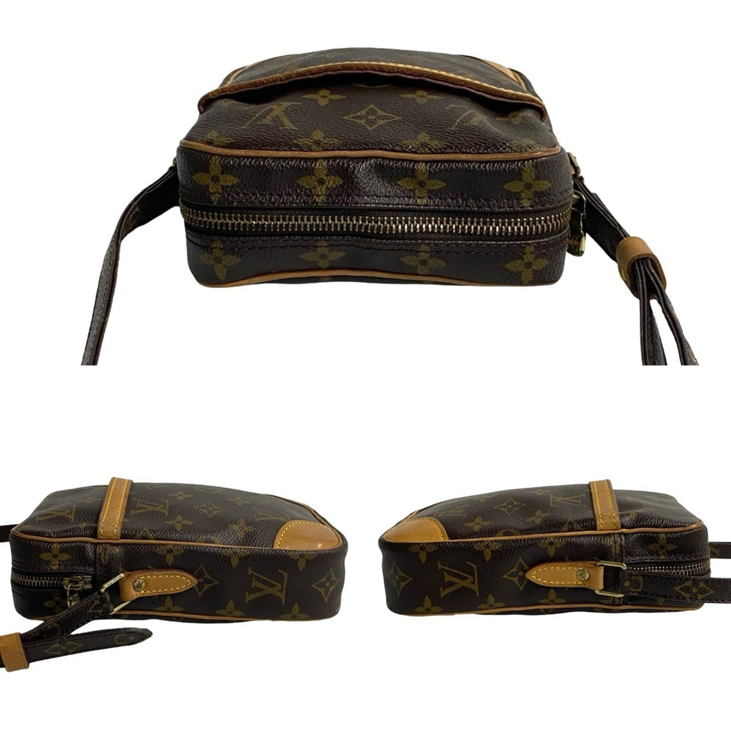 Louis Vuitton Danube Monogram Leather Mini Shoulder Bag/Pochette In Brown