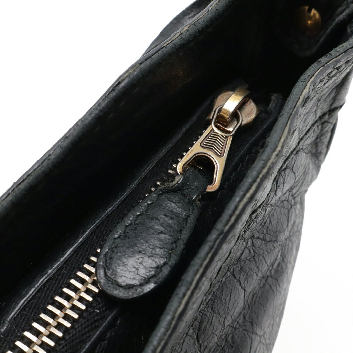Balenciaga Giant Hip Shoulder Bag/Pochette Leather Black/Grey 237203
