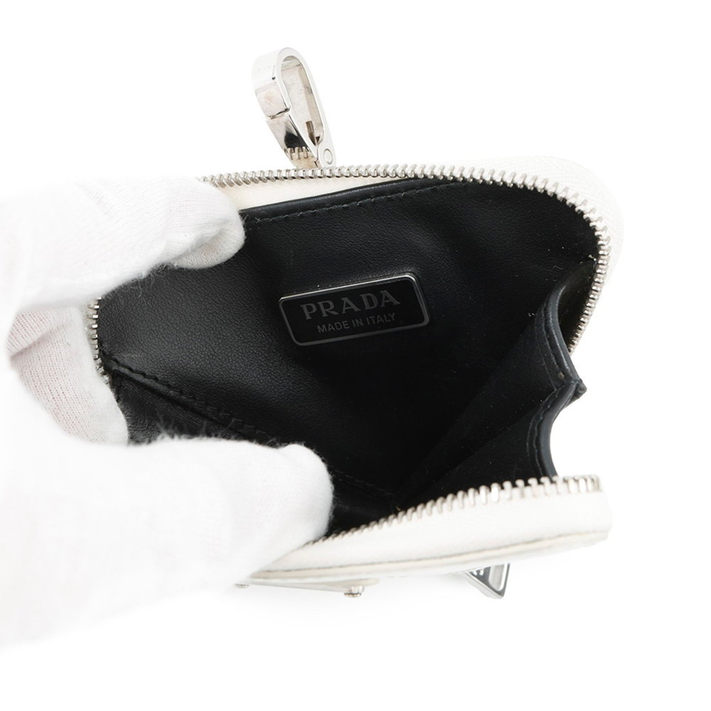 Prada Triangle Wallet/Coin Case 1Tl433 Prada Coin Purse Mini Pouch White