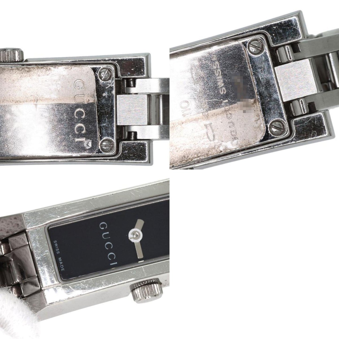 Gucci 110 Square Face 3P Diamond Watch Stainless Steel Ss